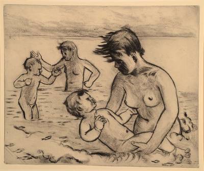 Hermann Max Pechstein, 1881-1955, das kalte Bad, Radierung, Platte ca. 24,5x29 cm, PP, Gesamt ca. 44,5x55 cm