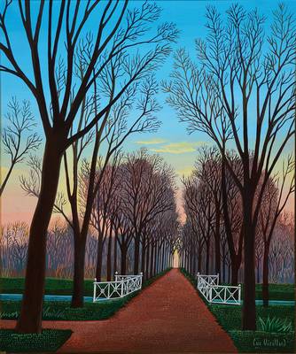 Lucien Vieillard, geb. 1923, Gartenlandschaft mit Allee, Öl/Lwd, rechts unten signiert, rückseitig betitelt: Promenade à Doulens, ca. 55x46 cm, ...