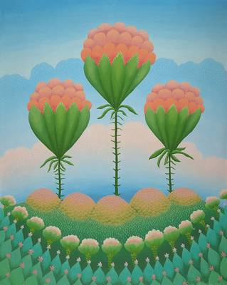 Ivan Rabuzin, 1919 bis 2008, Blumenlandschaft in den Wolken, sign. und dat. 1968, verso bez. Tri Cvijeta 1968, 81x65 cm, Rahmen