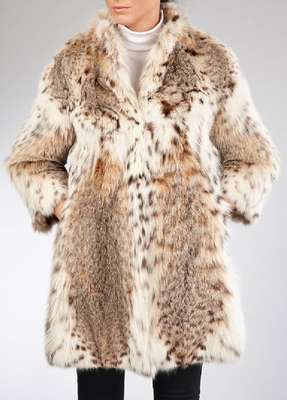 Luchskatzenjacke, Gr. ca. 36, cremefarbenesInnenfutter, Pelzhaus, KUNZE Mannheim, 2 seitl. Einschubtaschen, Rückenl. ca. 88 cm, Lt. EU-Vo.-Nr. ...