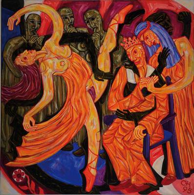 Alex Christmann, geb. 1932 Heilbronn, Tanz der Salome, Öl/Lwd, re. u. monogram. und dat. 95, ca. 120x120 cm, Rahmen