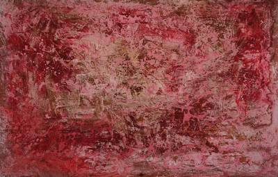 P. Racle, französischer Maler, Abstrakte Komposition in Rot, Gouache und Mischtechnik auf Holzplatte, links unten signiert, ca. 80x124 cm, Rahmen