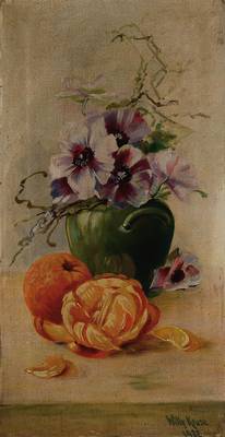 Willy Kruse, 1910-1942, Münchener Maler, Blumenstillleben mit Orangen, rechts unten signiert, datiert 1922, ca. 59x31 cm, Rahmen