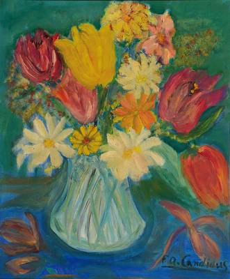 F.A. Candidus, franz. Künstler, Blumenstillleben, Öl/Lwd, rechts unten signiert, ca. 55x46 cm, Rahmen