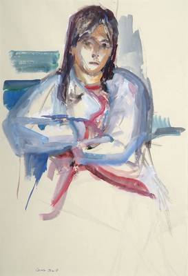 Carla Brill, 1906-1994, Meisterschülerin von Max Beckmann am Städel in Frankfurt, hier: Göta, Porträt einer jungen Frau, Gouache auf Papier, ...
