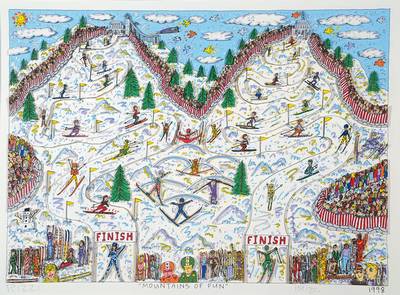 James Rizzi, 1950-2011, 3-D Konstruktion auf Bütten, Mountains of Fun, handsigniert u. nummeriert 159/350, WVZ: James Rizzi S. 288, mit ...
