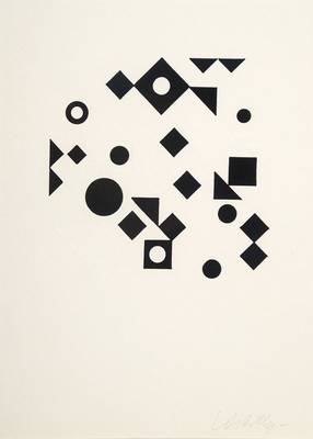 Victor Vasarely, 1906-1997, Radierung und Reliefdruck, Schwarz/Weiß, handsigniert, Auflage 100, aus 1984, ca. 45x36 cm, unter Glas gerahmt