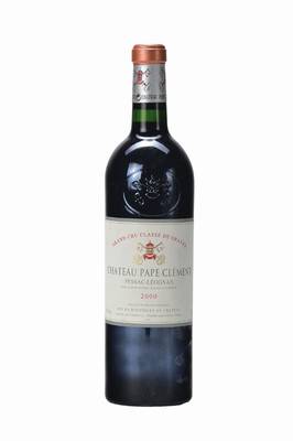 1 Flasche 2000 Chateau Pape Clement, Pessac-Leognac, Grand Cru Classe de Graves, into neck, ca. 75 cl, rückseitig: Künstleretikett von Bernard ...