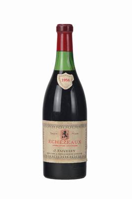 1 Flasche 1958 Echezeaux J. Faiveley, Cote D'Or, ca. 75 cl, Etikett l. besch., unverkostet, selten im Angebot