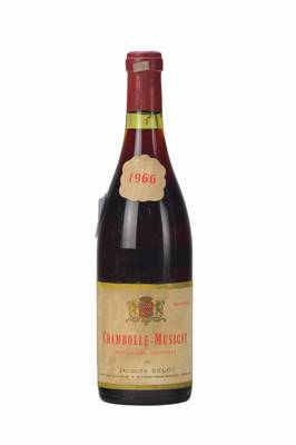 1 Flasche 1966 Jacques Selot Chambolle-Musigny, Cote d'Or, ca. 75 cl, Abstand zwischen Kapsel und Wein: 1,5 cm, unverkostet, Etikett l. ...