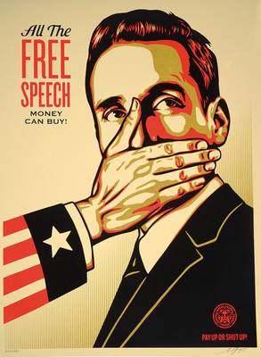 Shepard Fairey, geb. 1970, bedeutender amerikanischer Street-Art-Künstler, hier: Pay up or shut up, Farbserigraphie, handsigniert und nummeriert ...