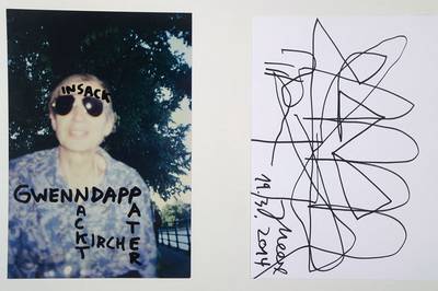 Jonathan Meese, geb. 1971, übermalte Fotografie und Zeichnung, 1x sign. und dat. 19.3.2014, Blattgr. ca. 29,5x21 cm, unter Glas gerahmt