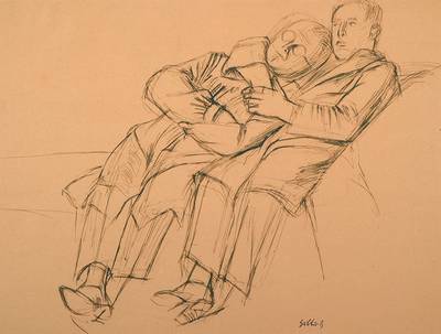 Karl Hubbuch, 1891-1979, Tuschezeichnung, wohl Anfang 20er Jahre, Signaturstempel, Blattgr. ca. 29,5x38,5 cm, unter Glas gerahmt, min. Einriss 0.4 cm