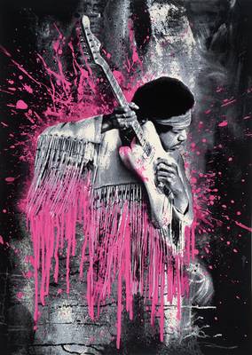 Mr. Brainwash, geb. 1966, bekannter Amerikanischer Künstler, hier: Jimi Hendrix Pink, signiert und nummeriert 62/70, Blattgr. ca. 76x57 cm, unter ...