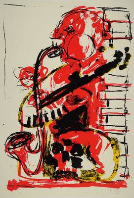 Markus Lüpertz, geb. 1941, Siebdruck, signiert und nummeriert e.a., Blattgr. ca. 90x60 cm, unter Glas gerahmt