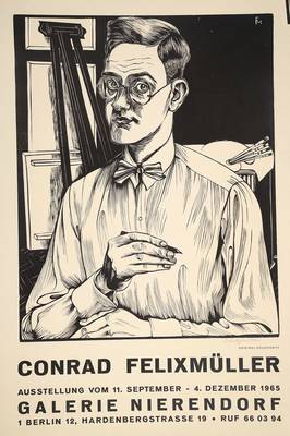 Conrad Felixmüller, 1897-1977, Plakat zu Ausstellung Galerie Nierendorf, Holzschnitt, signiert, Blattgr. ca. 69,5x48 cm