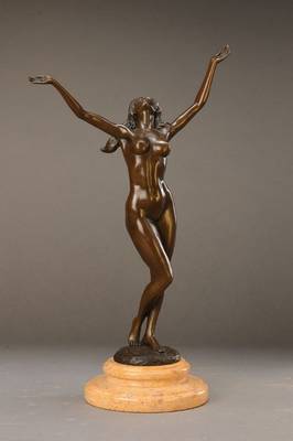 Roy Mondo, zeitgenössischer Künstler, Stilvoll erotischer Akt, Bronze mit Sockel, signiert, H. ca. 36,5 cm