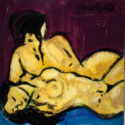 Rainer Magold, geb. in Karlsruhe, lebt und arbeitet in der Südpfalz, hier: "Fesselnde Verbindung", Öl/Lwd, re. ob. sign., ca. 100x100cm