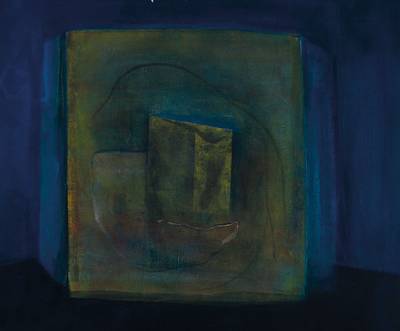 Detlef Waltrock, zeitgenössischer Künstler, abstr. Formen in Grün und Blau, Acryl/Lwd, unsigniert, ca. 110 x 130 cm