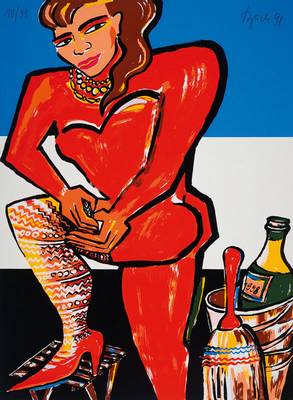 Elvira Bach, geb. 1951, Farblithographie, handsigniert und num. 10/99, Blattgr. ca. 80x60cm