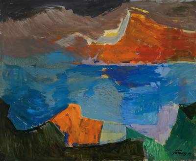 Albert Ferenz, 1907-1994, Gouache auf festem Papier, bei Ischia, rechts unten signiert, rückseitig weitere Arbeit, ca. 48x60 cm