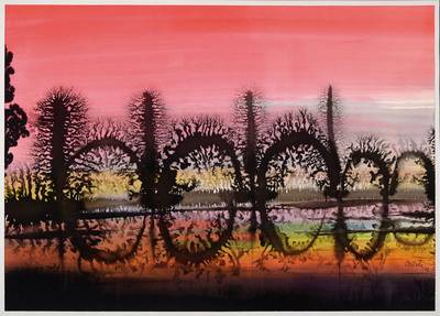 Eugene Milota, 1921-2003, international bekannter Künstler, hier: Moderne Landschaftsassoziation, Aquarell auf Papier, signiert und datiert 1972, ...
