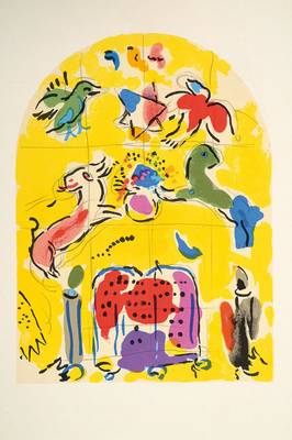 Marc Chagall, 1887-1985, Konvolut aus vier Farblithographien aus: Glasmalereien für Jerusalem, "Jerusalemer Fenster", Blattgr. je ca. ...