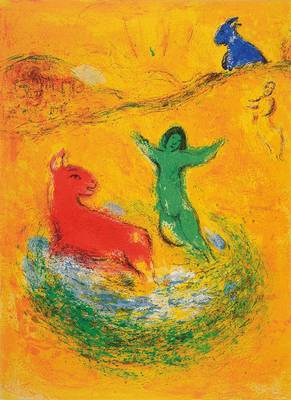 Marc Chagall, 1887-1985, Konvolut aus vier Farblithographien aus: Daphnis und Chloe, "Daphnis und Lykainon" (2x), "Flucht der ...