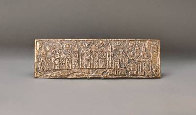 Georg Günther Zeuner, 1923 Dresden-2011 Speyer, Bronzerelief Stadtsilhouette Speyer mit dem Kaiserdom, ca. 15.5x50cm