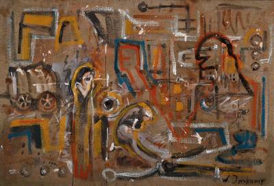 Wilhelm Imkamp, 1906 Münster - 1990 Stuttgart, Bauhaus-Schüler von 1926 bis 1929, 1929/1930 in Paris, hier: Abstrakt-figürliche Komposition, ...