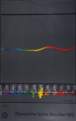 Shusaku Arakawa, 1936-2010, Plakat zu den Olympischen Spielen in München 1972, Edition Olympia 1972, signiert, Blattgr. ca. 101x64 cm