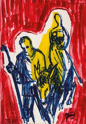 Günther Zeuner, 1923 Dresden - 2011 Speyer, Öl/dünnem Karton, handsigniert und datiert 65, Blattgr. ca. 58x41 cm