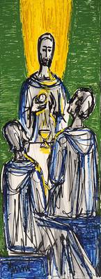 Günther Zeuner, 1923 Dresden - 2011 Speyer, Öl/dünnem Karton, handsigniert, auf Papier befestigt, Blattgr. ca. 92x34 cm