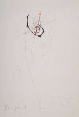 Heinz Julen, geb. 1964, Geige Weiß, Buntstiftzeichnung, handsigniert und datiert 89, Blattgr. ca. 35x50 cm