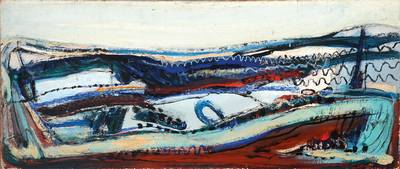 Josef Steiner, 1899-1977 München, Abstrakte Landschaft, Öl/Hartfaser, unsigniert, rückseitig Nachlaßstempel, ca. 36x49cm, Rahmen