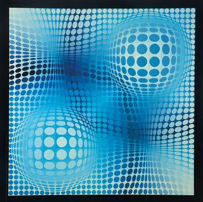Victor Vasarely, 1906-1997, Farboffset, Feny, rückseitig Titel und Stempel des Editeurs, ca. 70x70 cm, unter Glas gerahmt