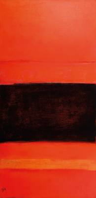 Gaston Galé, zeitgenössischer Belgischer Künstler, Konvolut aus zwei Werken, Pendants in Orange, Öl/Lwd, links unten signiert, je ca. 100x50 cm
