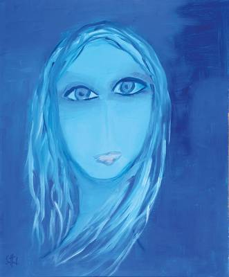 Lucien Sotto, zeitgenössischer Belgischer Künstler, Frauenbildnis in Blautönen, Öl/Lwd, links unten signiert, ca. 60x50 cm