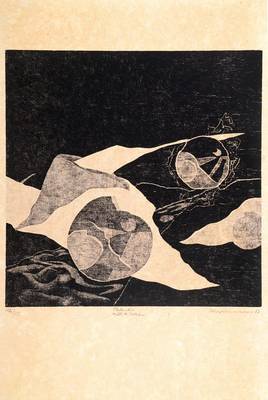 Peter Wullimann, Schweizer Maler und Grafiker, Holzschnitt, handsigniert und nummeriert 12/23, datiert 77, betitelt, Motiv ca. 30x30 cm, Blattgr. ca. ...