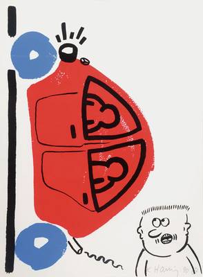 Keith Haring, 1958-1990 New York, Farbserigraphie auf Velin, Blatt 1 aus der Folge "The story of red and blue", 90 Exemplare, hier Nr. HC ...
