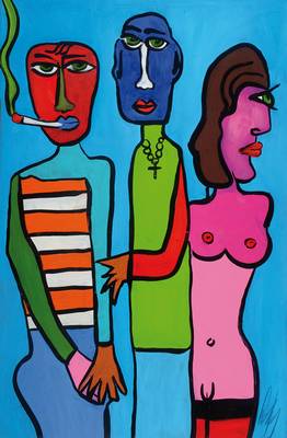 Michael Frey, zeitgenössischer Künstler aus Landau, Konvolut aus drei Gemälden, Acryl/Lwd, je signiert, je ca. 60x90 cm