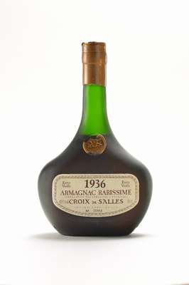1 Flasche 1936 Croix de Salles Armagnac Rarissime, No. 00864, Extra Viellie, Appelation Bas Armagnac Controlee, 40% Vol., ca. 70 cl, unverkostet, l. ...