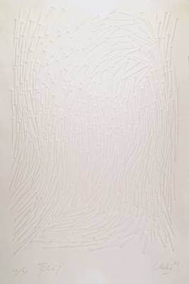 Günther Uecker, geb. 1930, Fluß, Prägedruck von 2005, handsigniert, datiert, num. 62/90, ca. 120x80cm, unter Glas, Rahmen