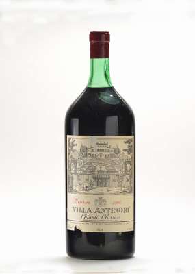 1 Jeroboam-Flasche 1980 Villa Antinori Chianti Classico Riserva, 12,5% Vol., ca. 5 L, top shoulder, Etikett l. besch., unverkostet, selten in dieser ...