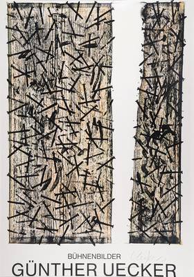Günther Uecker, geb. 1930, Bühnenbilder, Farblithographie zur Ausstellung, auf leichtem Karton, handsigniert, Erker Galerie St. Gallen, Blattgr. ...