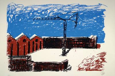 Markus Lüpertz, geb.1941, Farblithografie auf Bütten, Kran, handsigniert und nummeriert e.a., 1984, Blattgr. ca. 110x80 cm