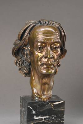 Arno Breker, 1900-1991, Dali-Kopf, Bronzeskulptur auf Sockel, signiert und nummeriert 148/999, Venturi Arte Stempel, H. ca. 21 cm, H. mit Sockel ca. ...