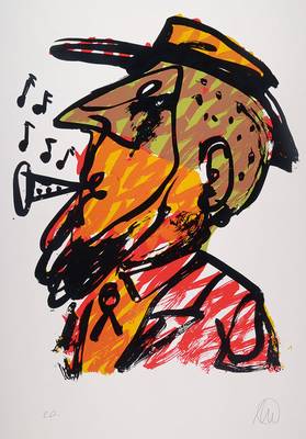 Markus Lüpertz, geb. 1941, Farbserigraphie, Konzert in Bonn 2009, signiert und nummeriert e.a., Blattgr. ca. 100x70 cm