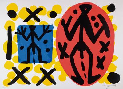 A.R. Penck, geb. 1939 Dresden, Farbserigraphie, signiert und nummeriert e.a., Blattgr. ca. 54,5x76,5 cm