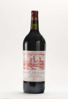 2 Magnumflaschen 1982 Chateau Cos D'Estournel , Saint-Estephe, Grand Cru Classe en 1855, je into neck, je ca. 150 cl, unverkostet, selten in ...